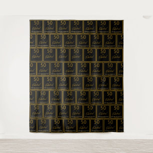 Step and Repeat 50 Fabulous Birthday Gold Black Tapestry