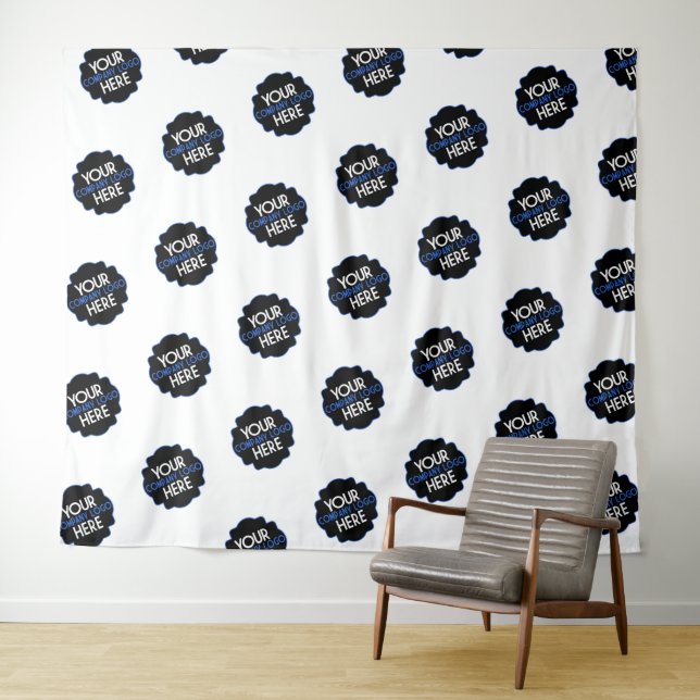 Step and Repeat Backdrop Own Business Logo White Tapestry (In Situ (Horizontal))