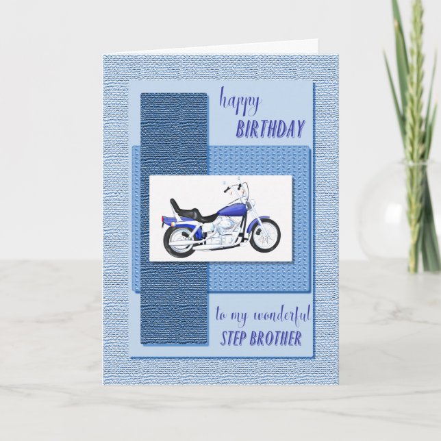 Step brother, a birthday card with a motor bike (Front)