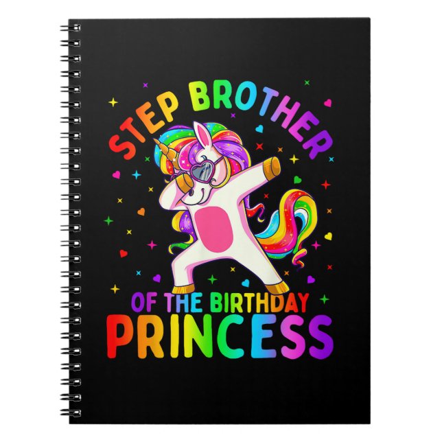 Step Brother of the Birthday Princess Girl Dabbing Notebook (Front)