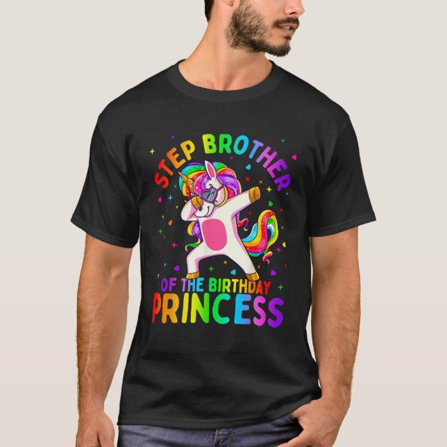 Step Brother of the Birthday Princess Girl Dabbing T-Shirt (Front)