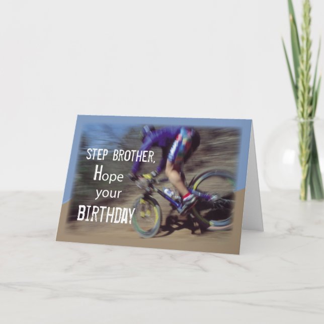 Step Brother Sports Mountain Bike Birthday Card (Front)