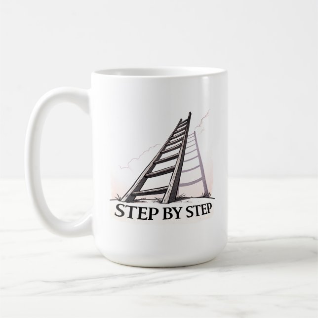 Step by Step – Minimal Motivational Quote  Coffee Mug (Left)