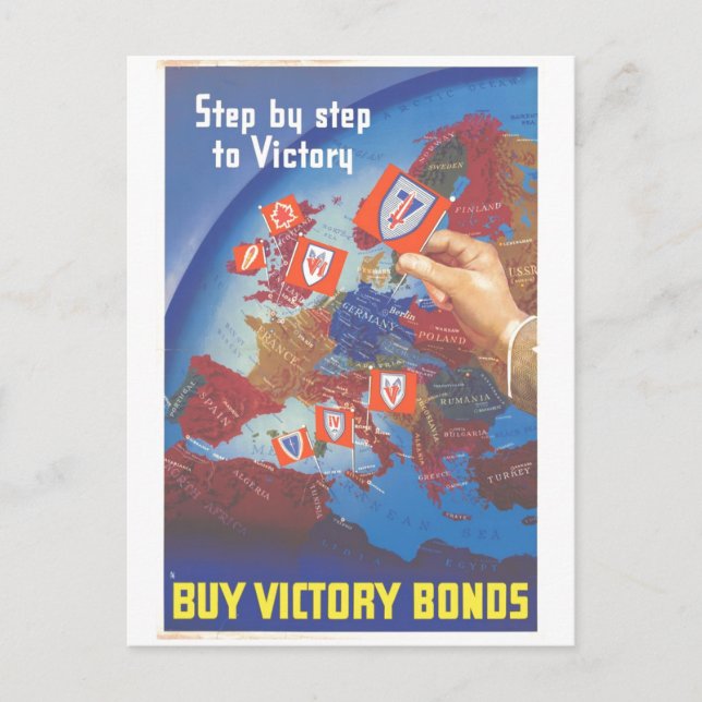 Step by Step to Victory … Buy Victory Bonds WW2 Postcard (Front)