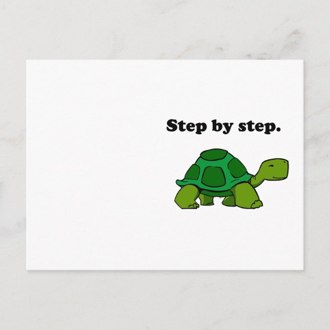 Step by Step Turtle Cartoon, Persistent Winning Postcard (Front)
