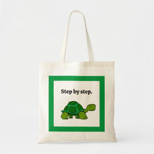 Step by Step Turtle Cartoon, Persistent Winning Tote Bag