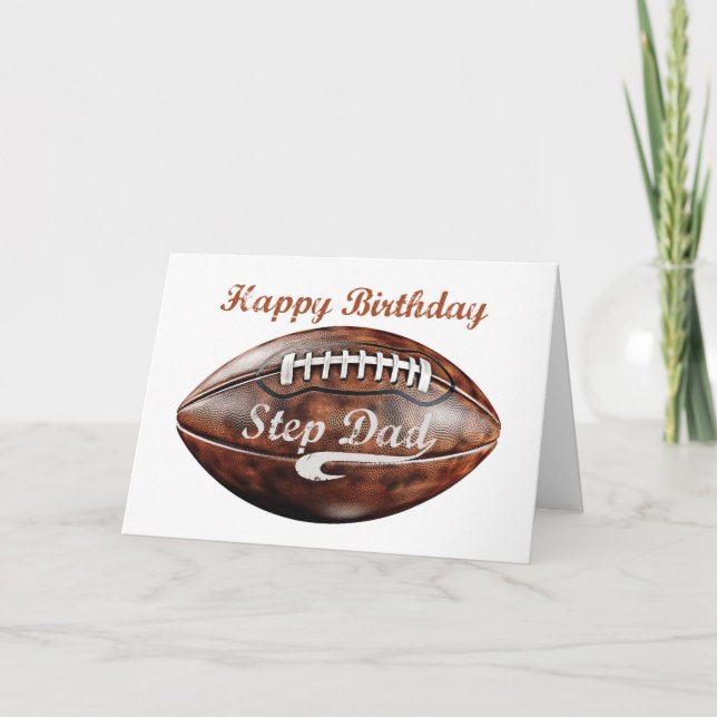 Step Dad Birthday Grunge Large Football Sports Fan Card (Front)