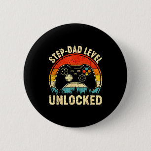 Step-dad level unlocked father's day video gaming 6 cm round badge