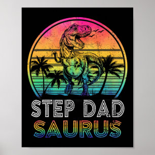Step Dadsaurus Dinosaur Step Dad Saurus Family Mat Poster