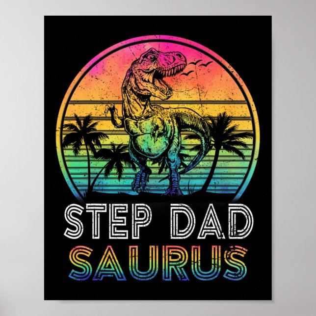 Step Dadsaurus Dinosaur Step Dad Saurus Family Mat Poster (Front)