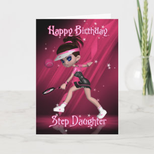 Step Daughter Birthday Card - Tennis