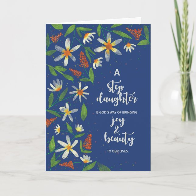 Step Daughter Birthday Daisies and Wildflower Card (Front)