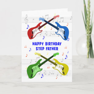 Step Father Guitars Birthday Card