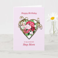Step Mom Birthday Antique Painted Roses