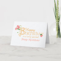 Step Mother Birthday with Clematis Flowers Card