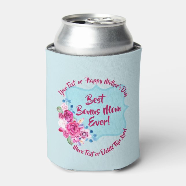 Step Mothers Day Bonus Mum Change Text Can Cooler (Can Front)