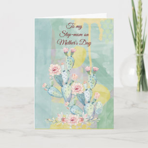 Step-mum Mother's Day Watercolor Cactus  Card