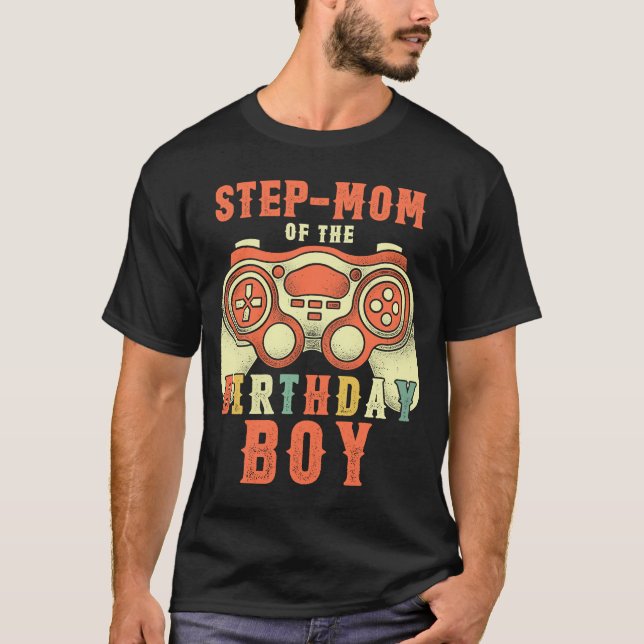 Step Mum of the Birthday Boy Matching Video Gamer T-Shirt (Front)