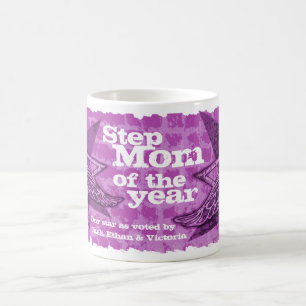 Step Mum of the year photo stars purple 3 kids mug