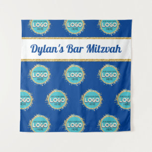 Step & Repeat Bar Mitzvah ADD YOUR LOGO Backdrop Tapestry