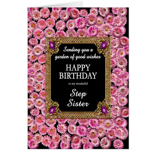 Step Sister Birthday Pink Daisies (Front)