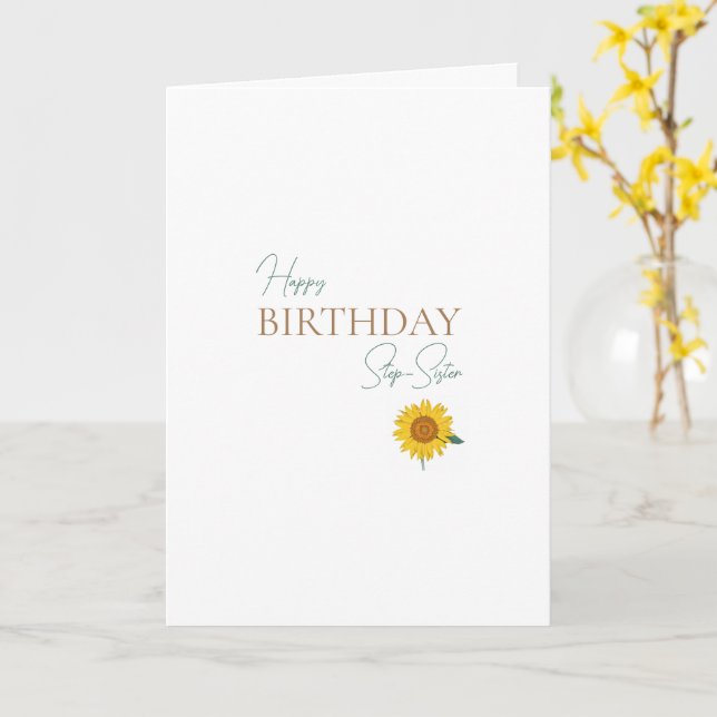 Step-Sister Birthday Sunflower Card (Yellow Flower)