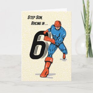 Step Son 6th Birthday Superhero Card