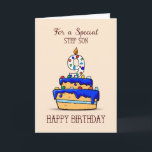 Step Son 9th Birthday, 9 on Sweet Blue Cake Card<br><div class="desc">On his 9th birthday celebration you should join in and send this card to your most special step son to bring the sweetest 9th birthday greetings. This card will undoubtedly make his day.</div>