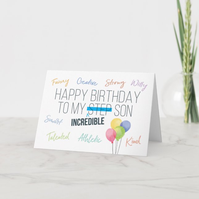 Step Son Birthday, You Are Incredible! Card (Front)