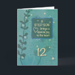 Step Son Religious 12th Birthday Green Hand Drawn Card<br><div class="desc">A super special boy who is close to you is going to be twelve in a couple of days. When his special day arrives,  you should give your step son this card meant to send a touching birthday greeting.</div>