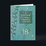 Step Son Religious 18th Birthday Green Hand Drawn Card<br><div class="desc">Get ready to join in the celebration of a very special occasion. As soon as the day of your step son’s 18th birthday you must give him this card to say happy birthday and share a message that will touch his heart.</div>