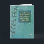 Step Son Religious Birthday Green Hand Drawn Look Card<br><div class="desc">When a dear step son will be celebrating his birthday soon. It is for you to have this card to give as that day arrives. This religious card tells him the he is a blessing.</div>