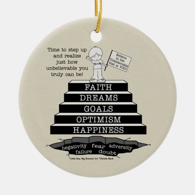 Step Up Ceramic Ornament (Front)