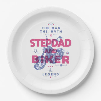 Stepdad and biker the man the myth the legend paper plate