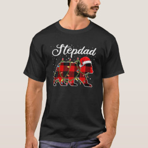 Stepdad Bear Red Buffalo Plaid Bonus Mum Bear T-Shirt