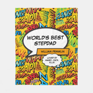 Stepdad Fun Modern Colourful Comic Book Fleece Blanket