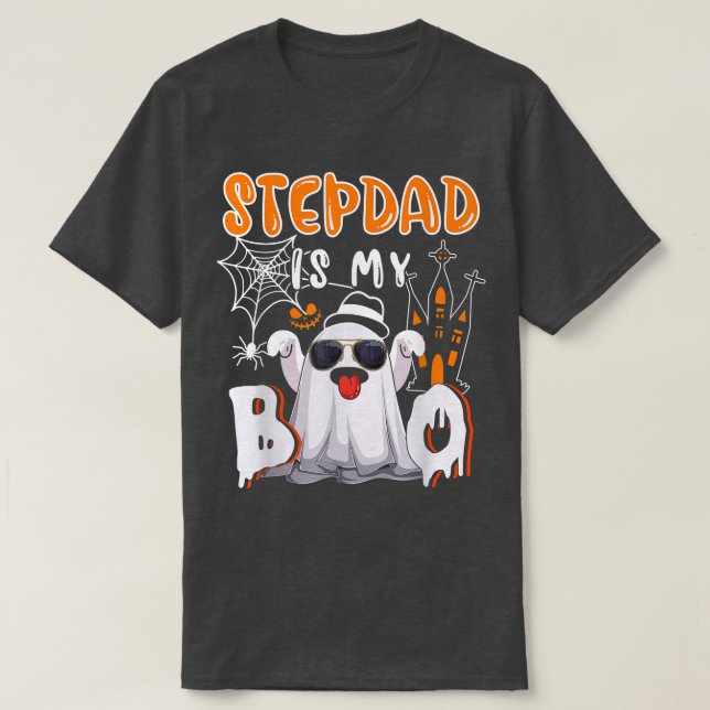 Stepdad Is My Boo Halloween Boo Ghost Sunglasses F T-Shirt (Design Front)