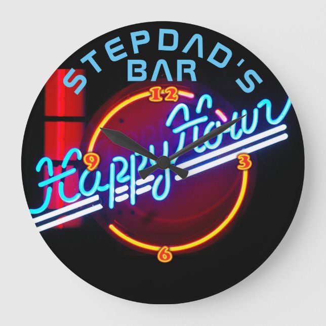 STEPDAD Mancave Bar Den Clock Neon - Customizable (Front)