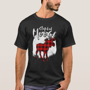 Stepdad Moose Red Plaid Buffalo Matching Family Pa T-Shirt