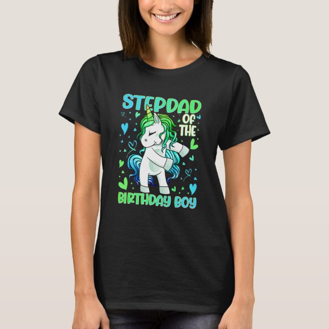 Stepdad of the Birthday Party Princess Dabbing Uni T-Shirt (Front)