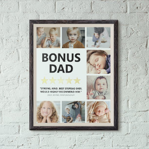 Stepdad Rating Bonus Dad Photo Collage Foil Prints