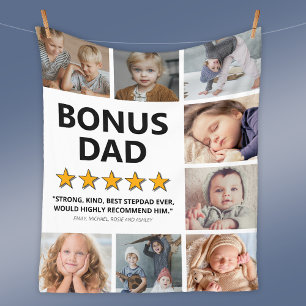 Stepdad Rating   Bonus Dad Photo Fleece Blanket