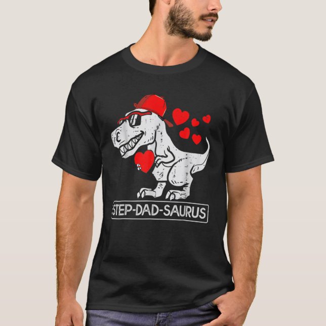 Stepdad Saurus Bonus Dad Mens Stepdadsaurus T-Shirt (Front)