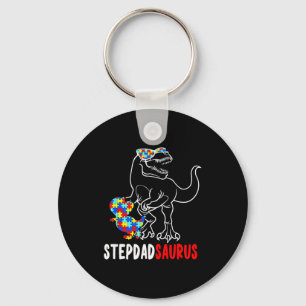 Stepdadsaurus T Rex Dinosaur Autism Awareness Step Key Ring