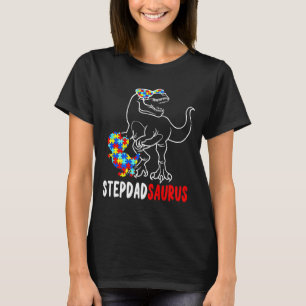 Stepdadsaurus T Rex Dinosaur Autism Awareness Step T-Shirt