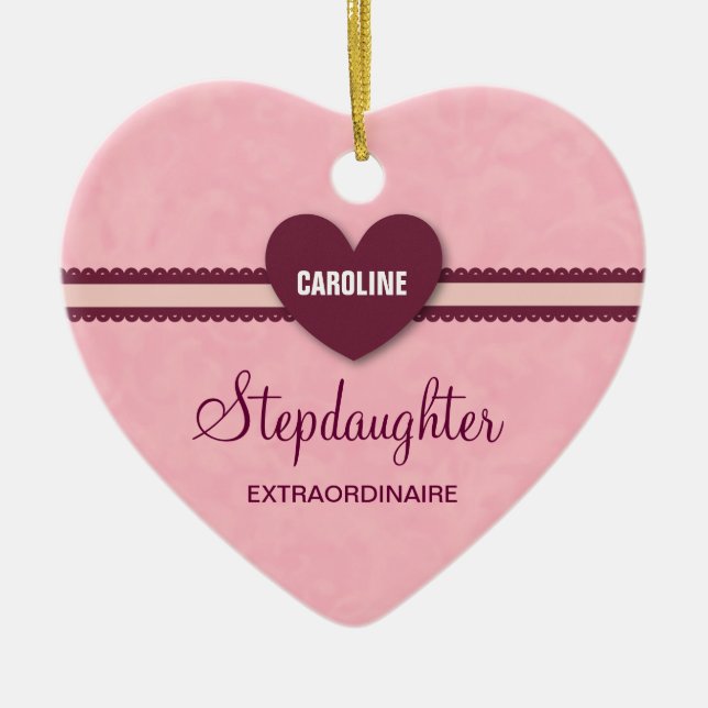 Stepdaughter Extraordinaire Heart Lace V07H Ceramic Tree Decoration (Front)