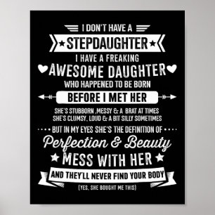 Stepdaughter For Step Bonus Dad Fathers Day Birthd Poster