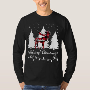 Stepfather Moose Buffalo Red Plaid Christmas Match T-Shirt