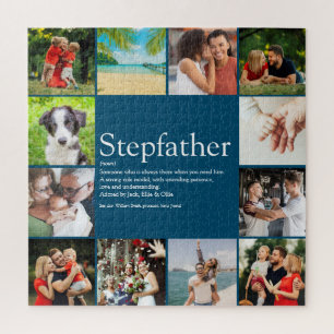 Stepfather, Stepdad Definition 12 Photo Blue Fun Jigsaw Puzzle