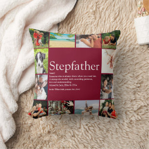 Stepfather Stepdad Definition 12 Photo Burgundy Cushion